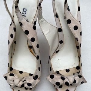 Adorable peep toe polka dot pumps with cork platform